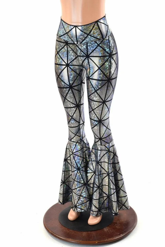 Cracked Tile High Waist Bell Bottom Flares
