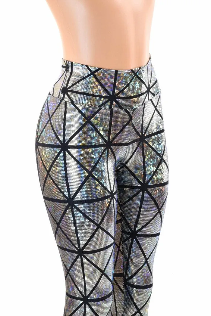 Cracked Tile High Waist Bell Bottom Flares