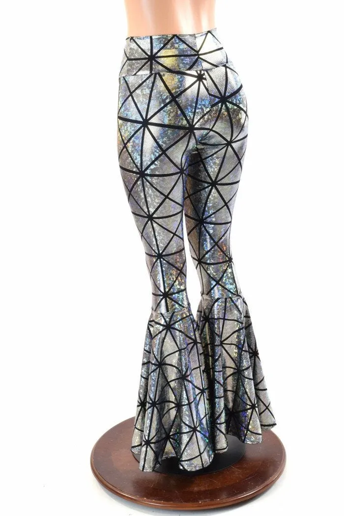 Cracked Tile High Waist Bell Bottom Flares