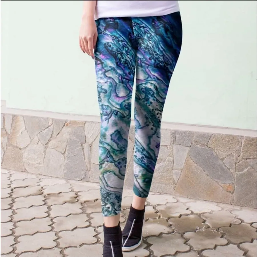 Custom Abalone Print Leggings in Full and Capri Lengths