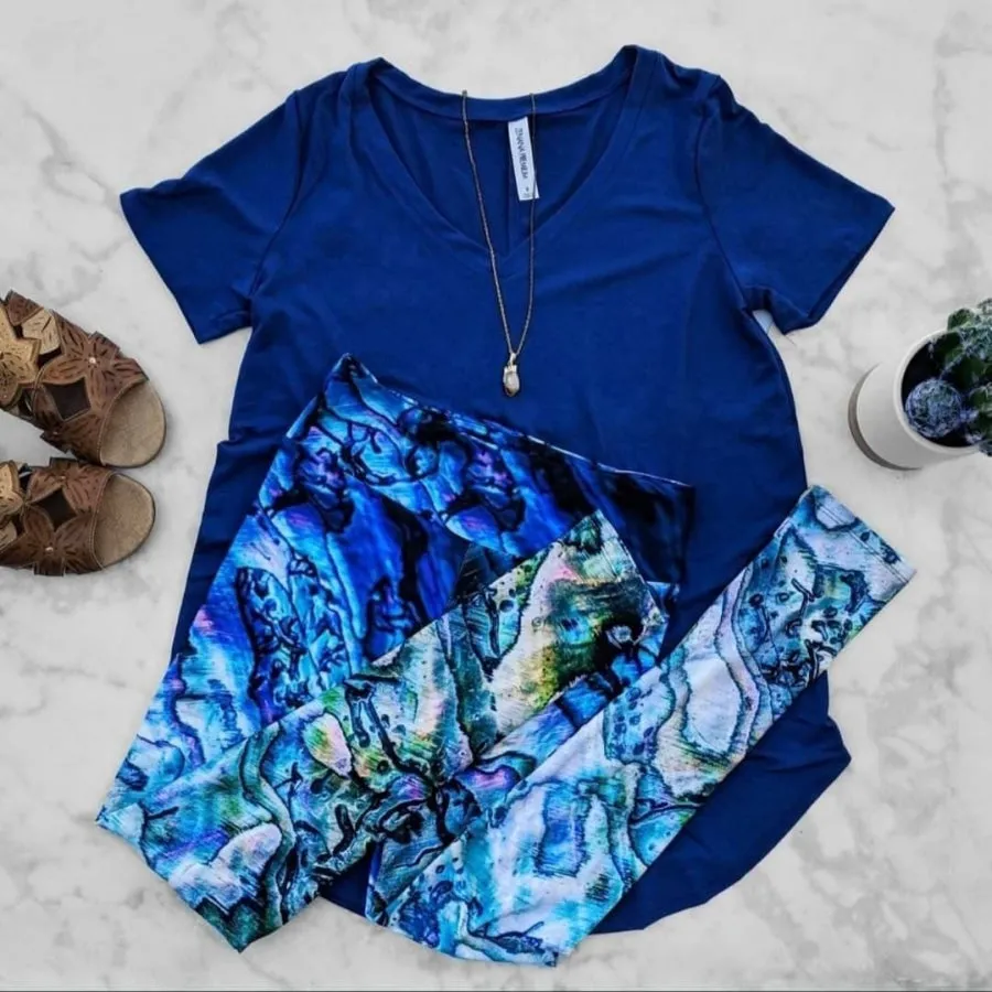 Custom Abalone Print Leggings in Full and Capri Lengths