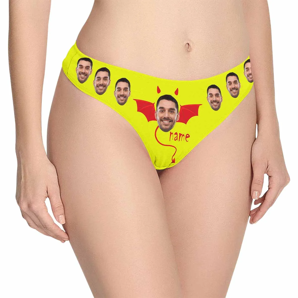 Custom Face&Name Underwear for Her Personalized Bat Lingerie Women's Classic Thongs Bachelorette Party Gift