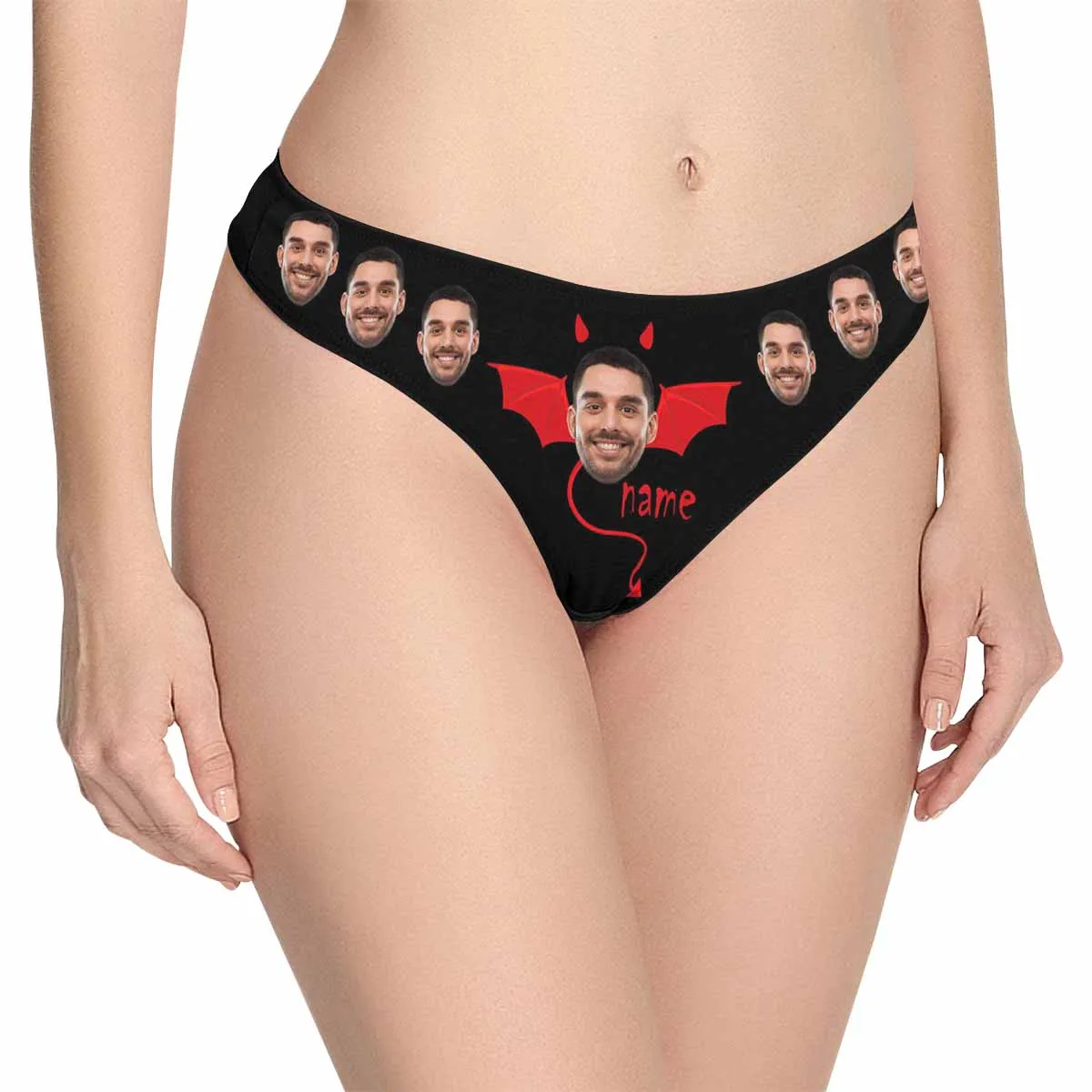 Custom Face&Name Underwear for Her Personalized Bat Lingerie Women's Classic Thongs Bachelorette Party Gift