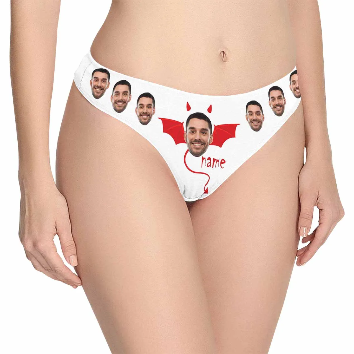 Custom Face&Name Underwear for Her Personalized Bat Lingerie Women's Classic Thongs Bachelorette Party Gift