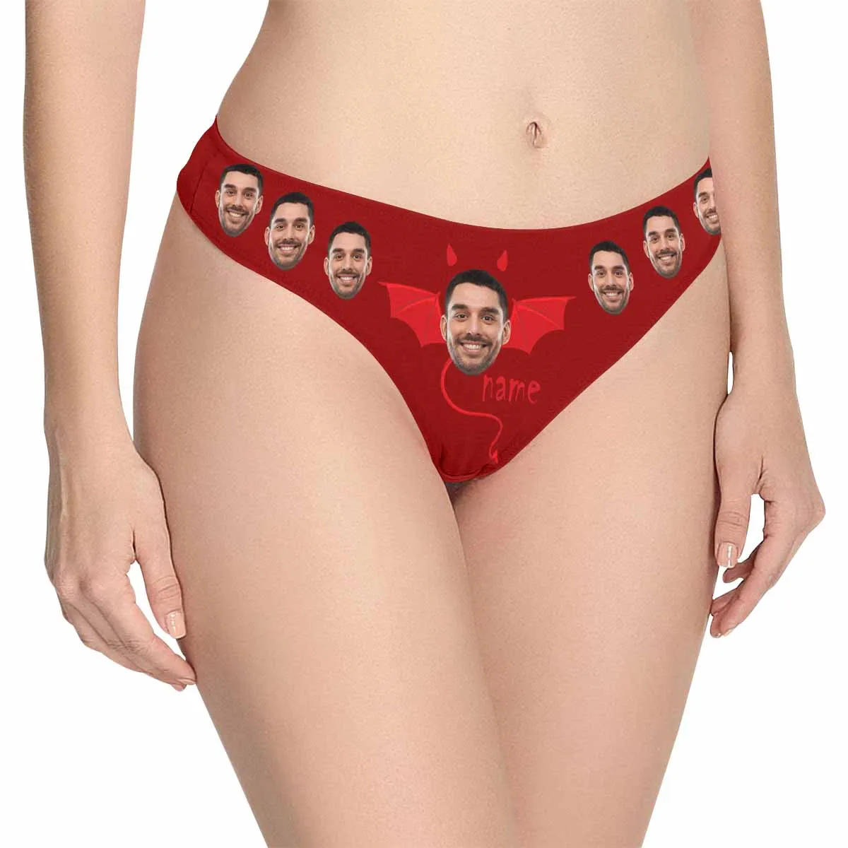 Custom Face&Name Underwear for Her Personalized Bat Lingerie Women's Classic Thongs Bachelorette Party Gift