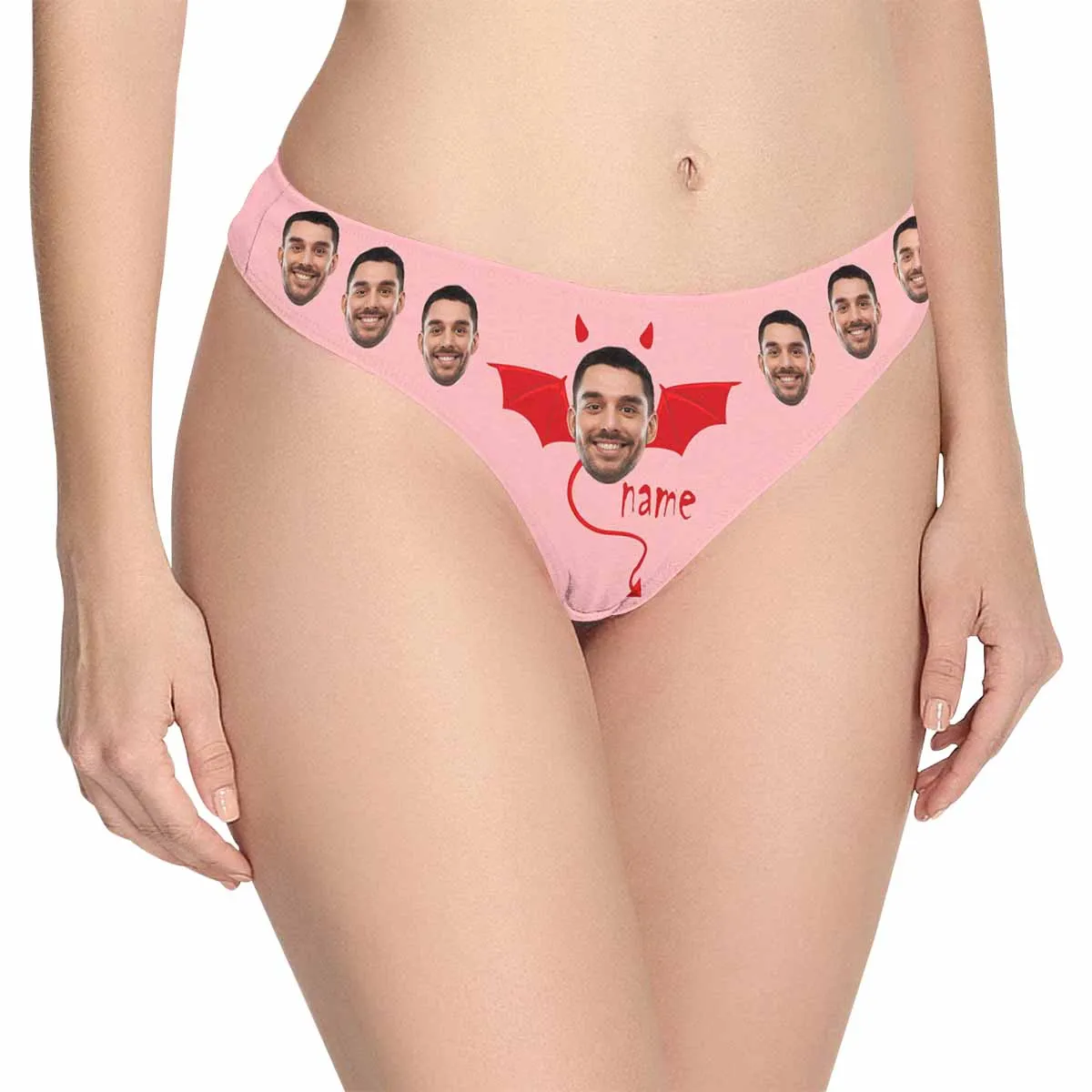 Custom Face&Name Underwear for Her Personalized Bat Lingerie Women's Classic Thongs Bachelorette Party Gift