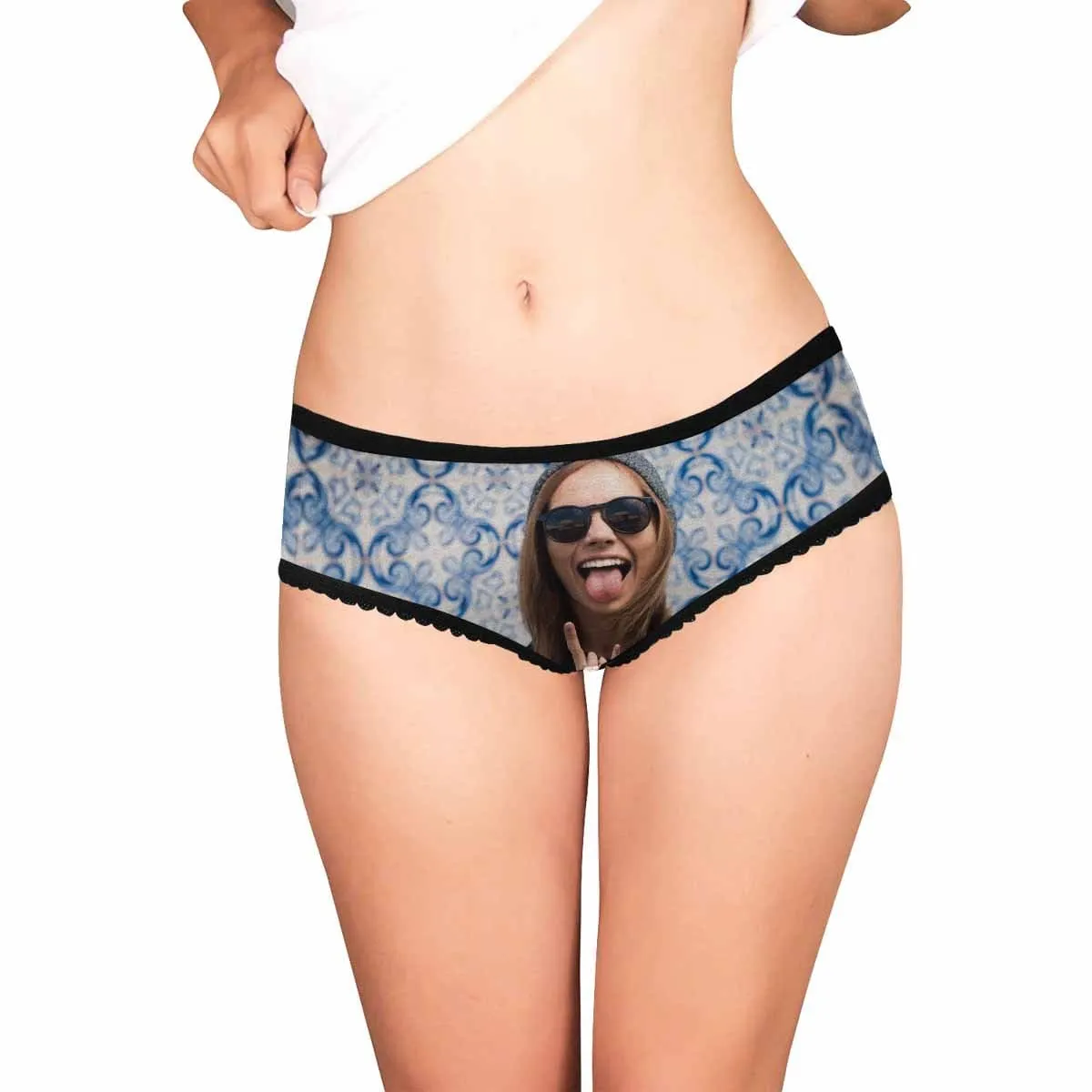 Custom Tongue Underwear Personalized Photo Women's All Over Print High-cut Briefs