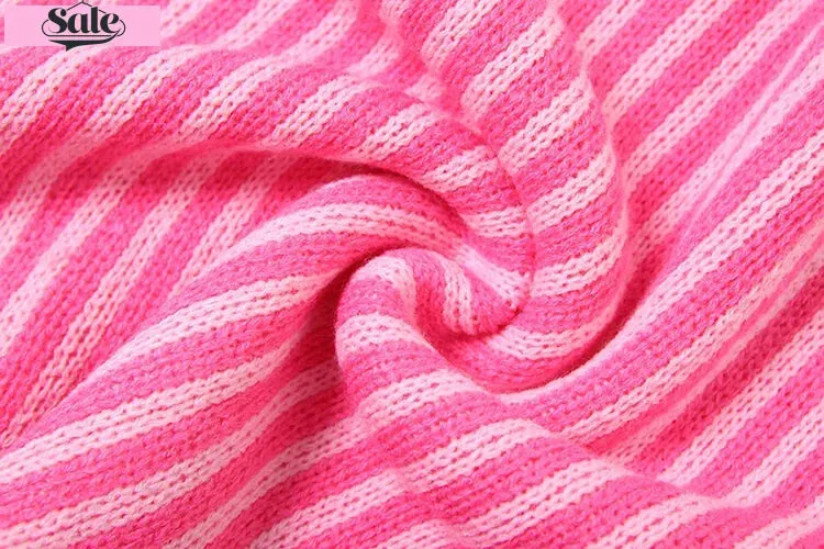Cut-out Back Pink Striped Knit Mini Dress