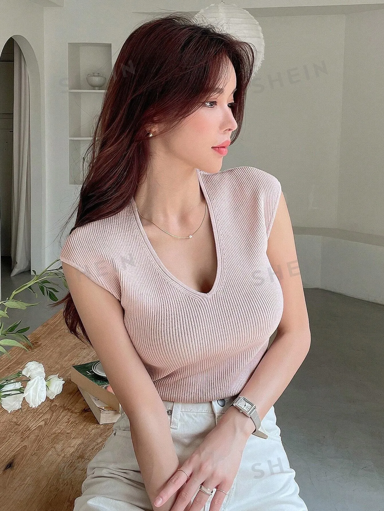 DAZY Solid Ribbed Knit Top