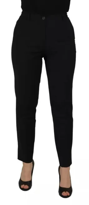 Dolce & Gabbana Black High Waist Tapered Trouser Pants