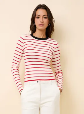 Dora Ribbed Knit Top Apple Red Stripe