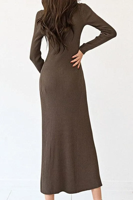 DX880 V neck Sexy Long Slit Dress