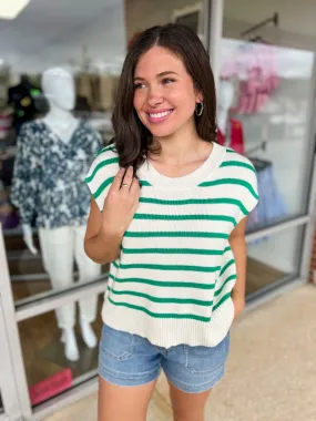 Easy Does It Green & White Striped Top