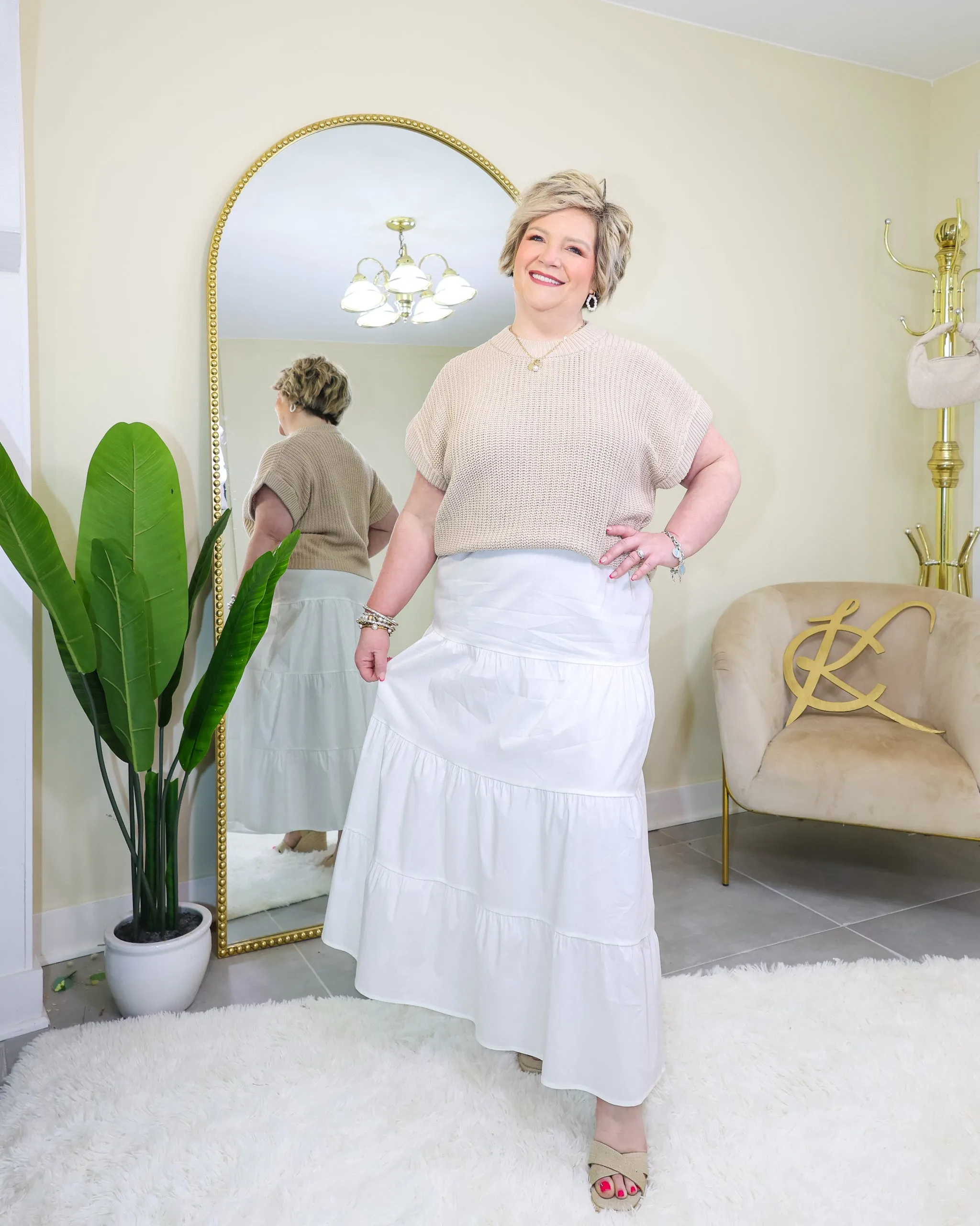 Elan Salt & Linen Midi Sweater Dress