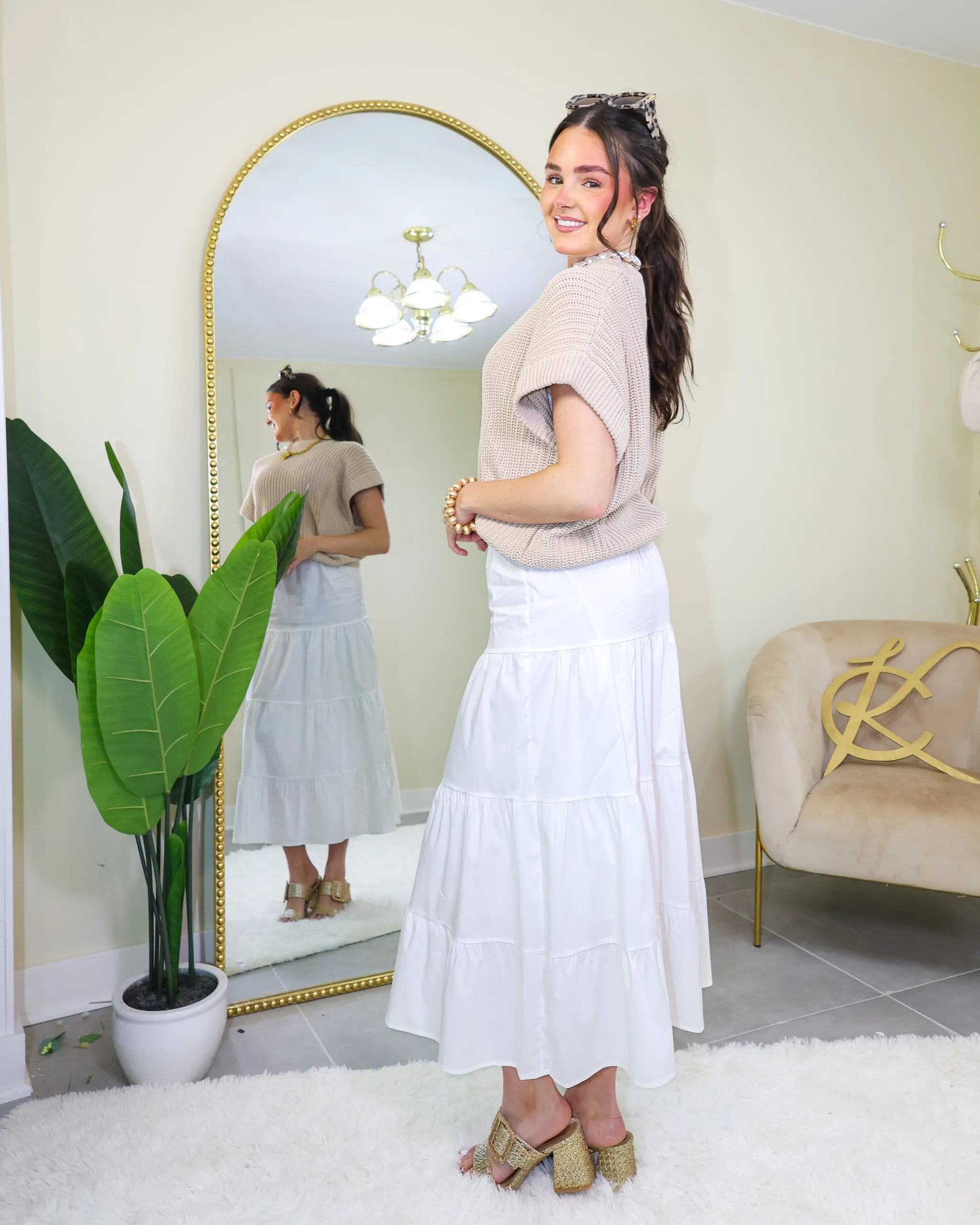 Elan Salt & Linen Midi Sweater Dress