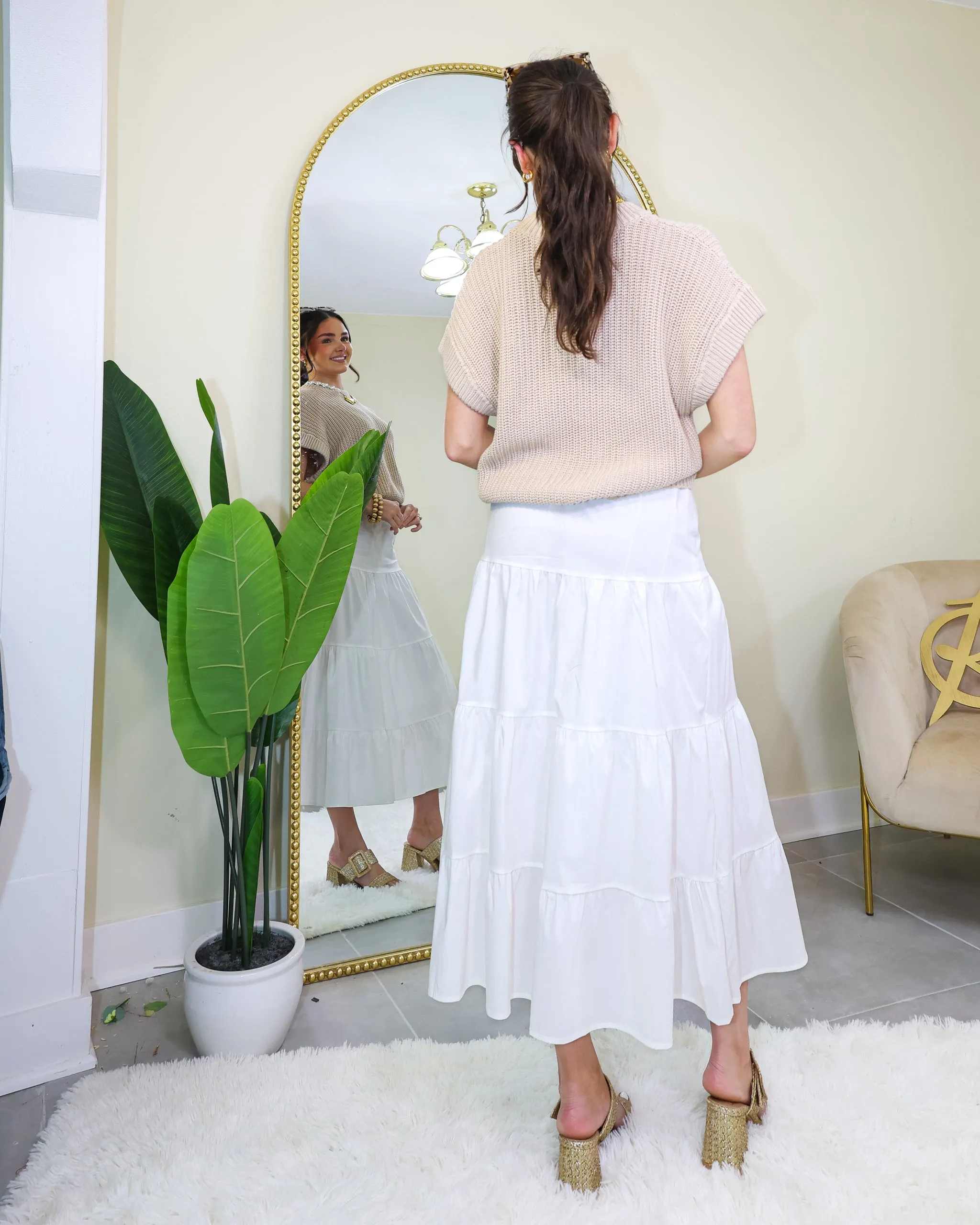 Elan Salt & Linen Midi Sweater Dress