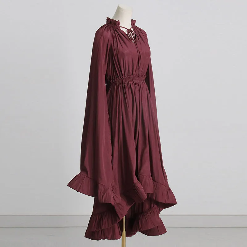 Elegant Cape V-neck Flounce Ruffle Formal Dress