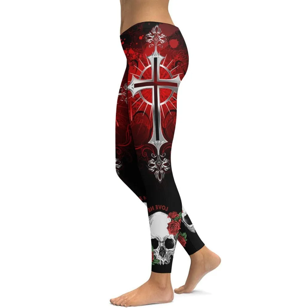 Embrace An Edgy, Sleek Look With Our Ladies Gothic Skull Pattern Yoga Pants