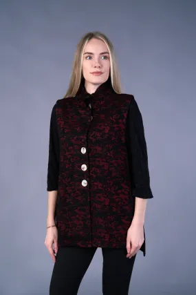 Erica Button Vest, Red/Black