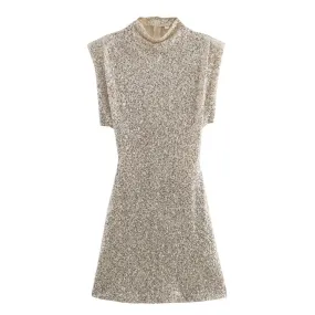 Erissa High Neck Sequin Mini Dress