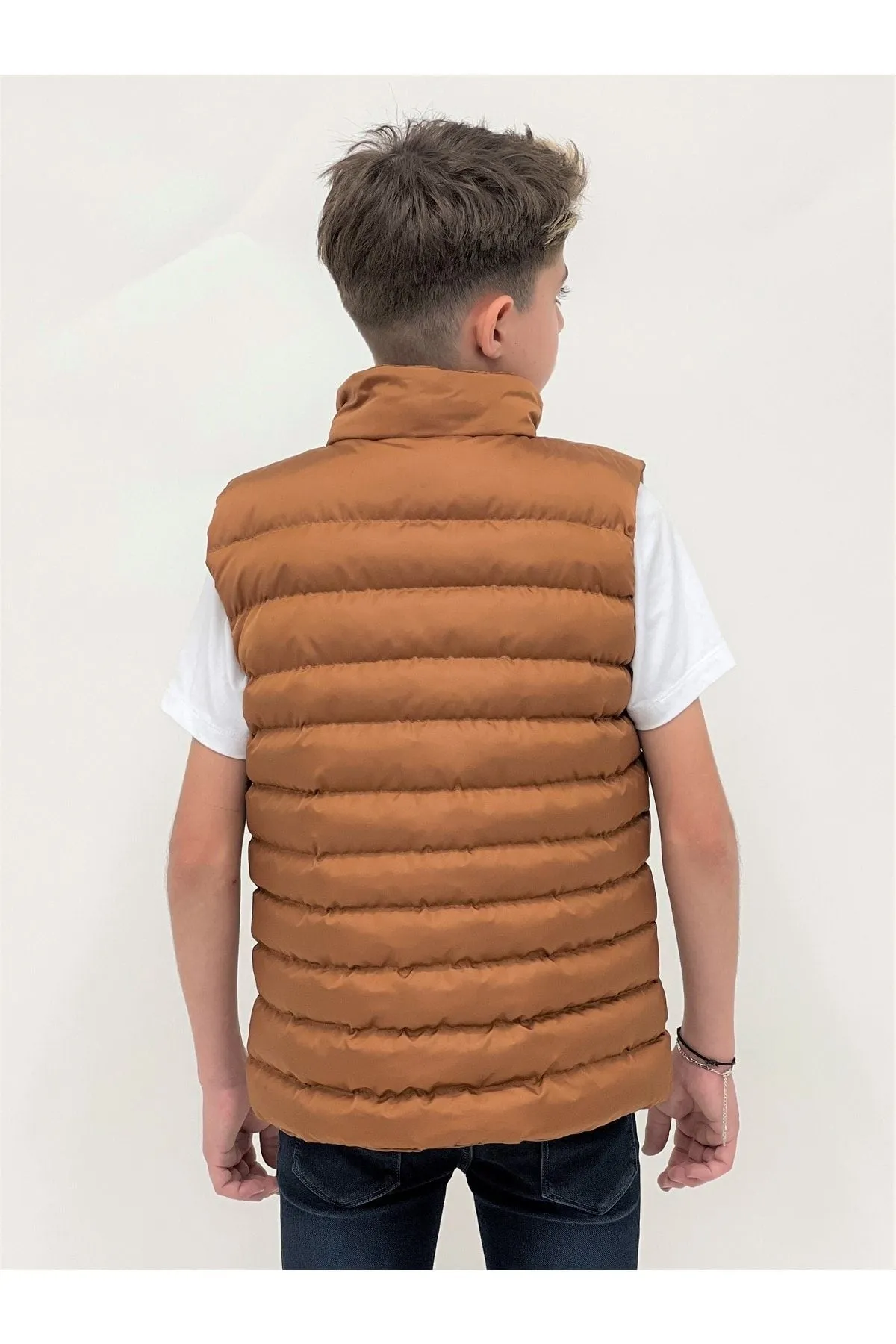 Erkek Çocuk Kapüşonsuz Moda Trendi Şişme Yelek