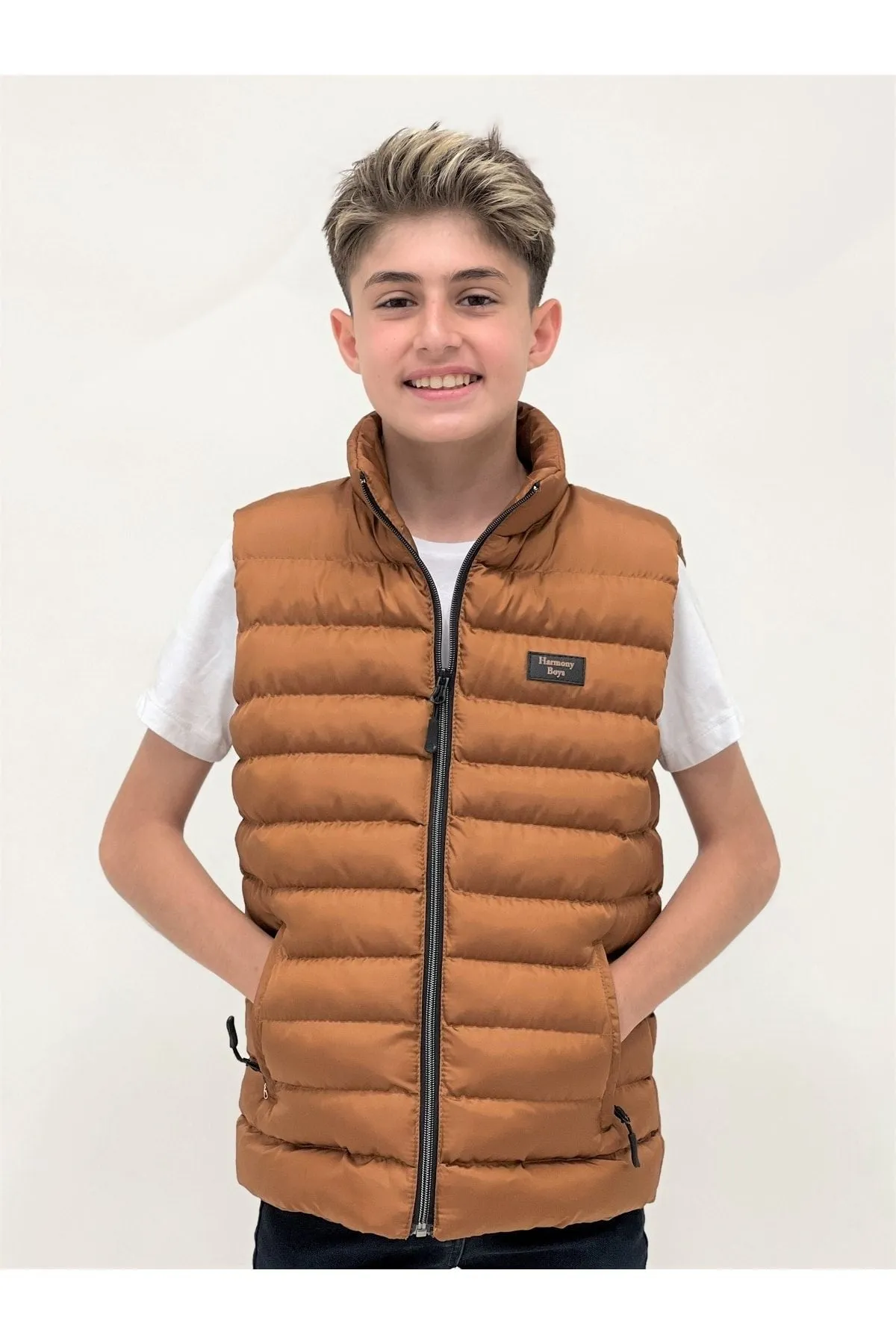 Erkek Çocuk Kapüşonsuz Moda Trendi Şişme Yelek