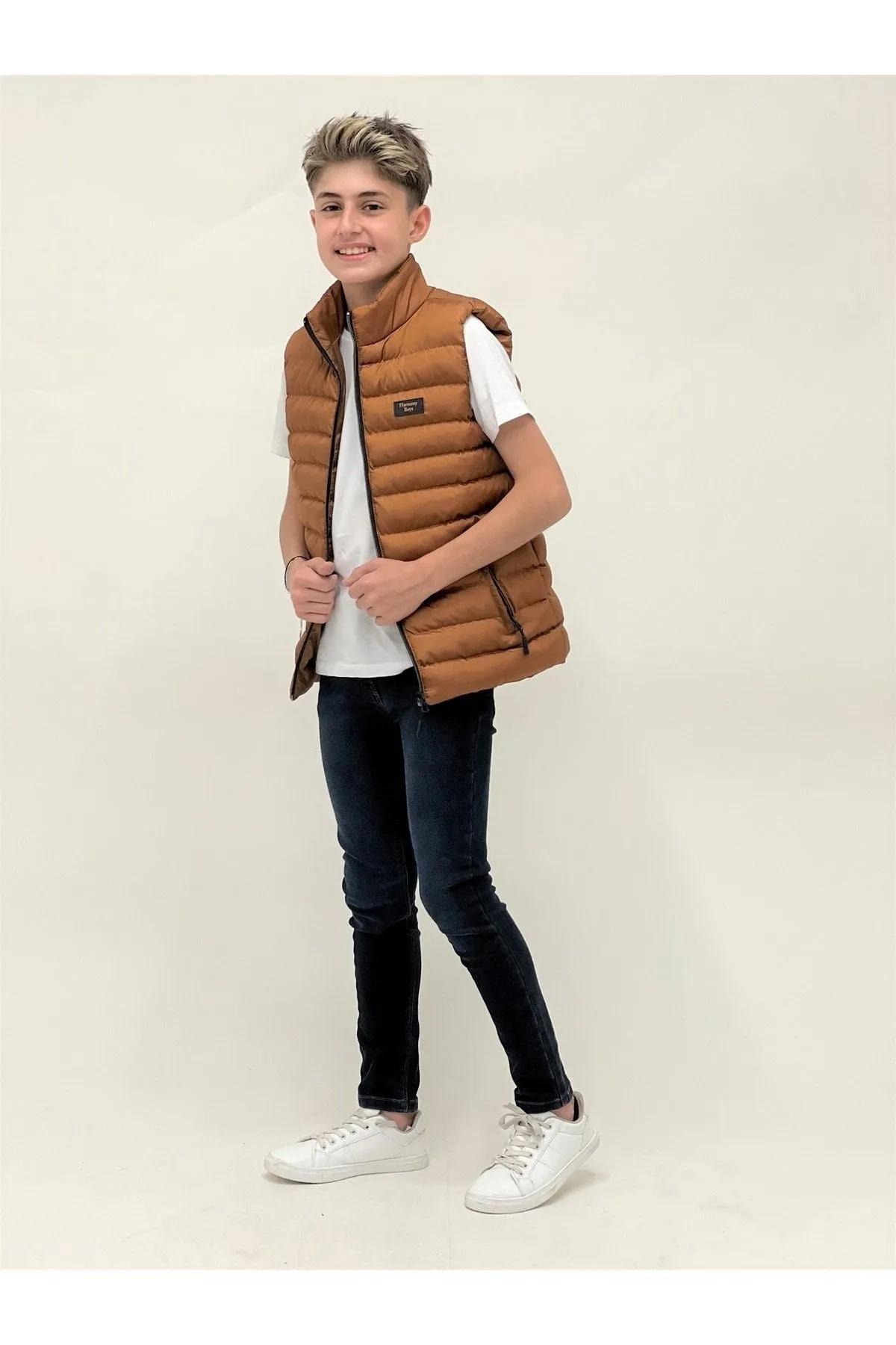 Erkek Çocuk Kapüşonsuz Moda Trendi Şişme Yelek