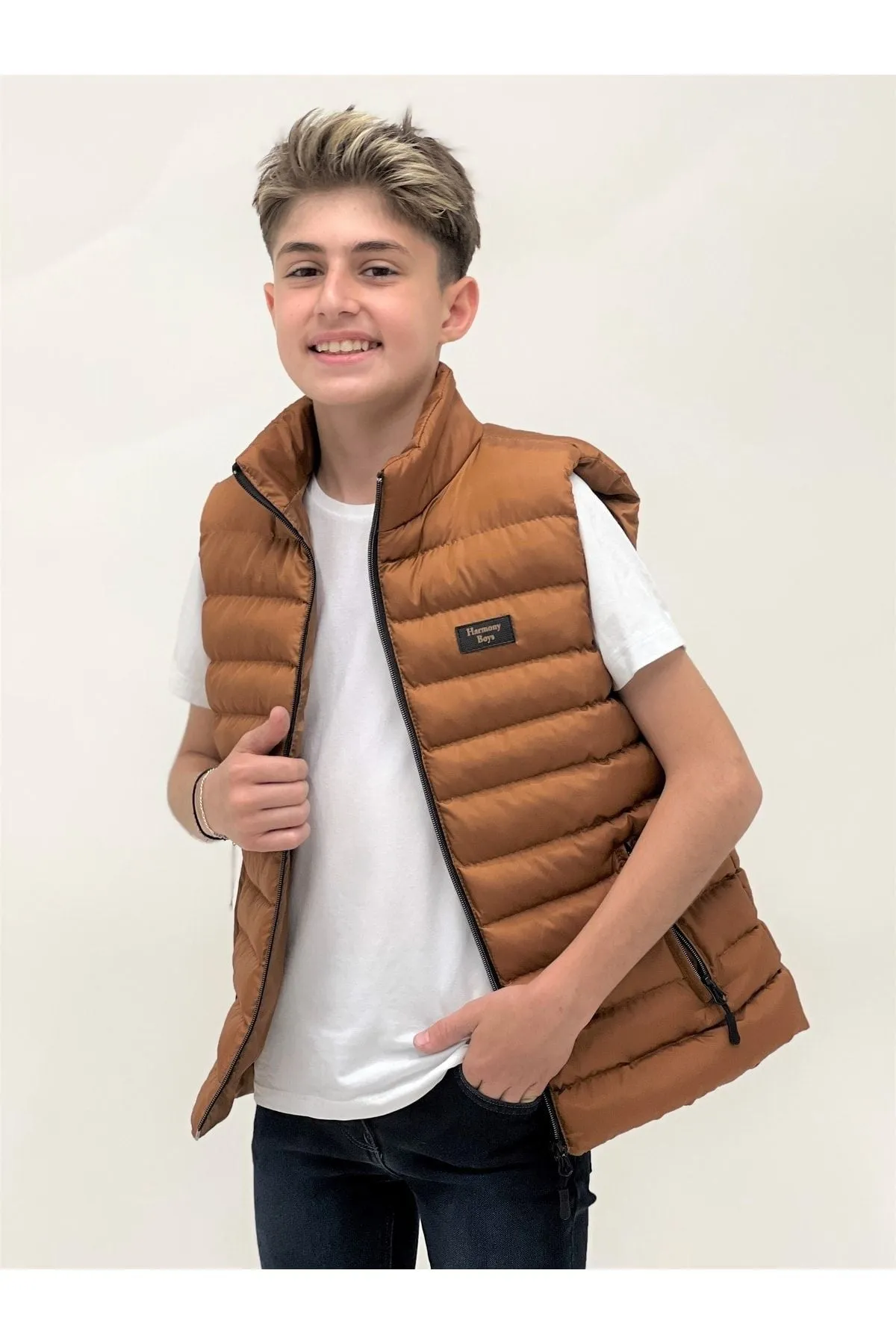 Erkek Çocuk Kapüşonsuz Moda Trendi Şişme Yelek