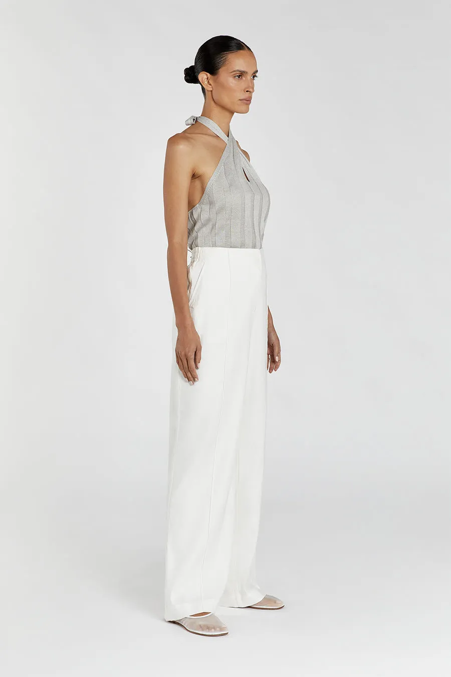 EVERLY SILVER TWIST KNIT  TOP