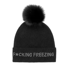 F*cking Freezing Hat with Fox Pompom