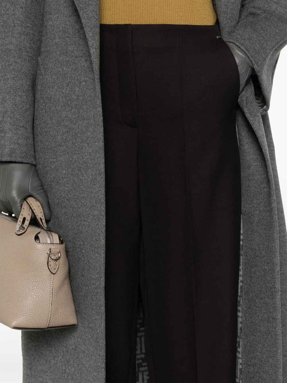 FENDI Wide Leg Wool Trousers for Women - Fall/Winter 2024