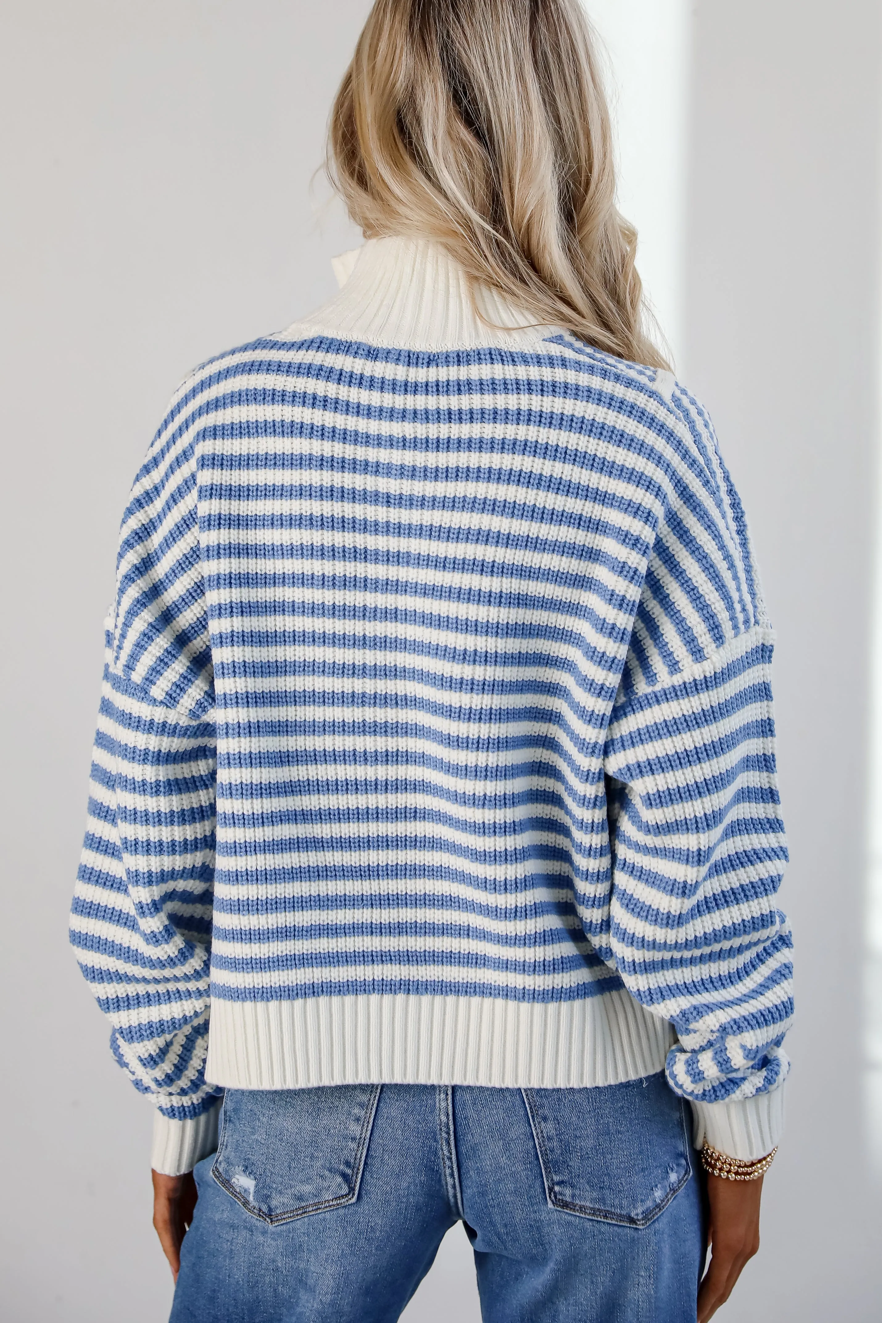 FINAL SALE - Beloved Presence Striped Quarter Zip Sweater