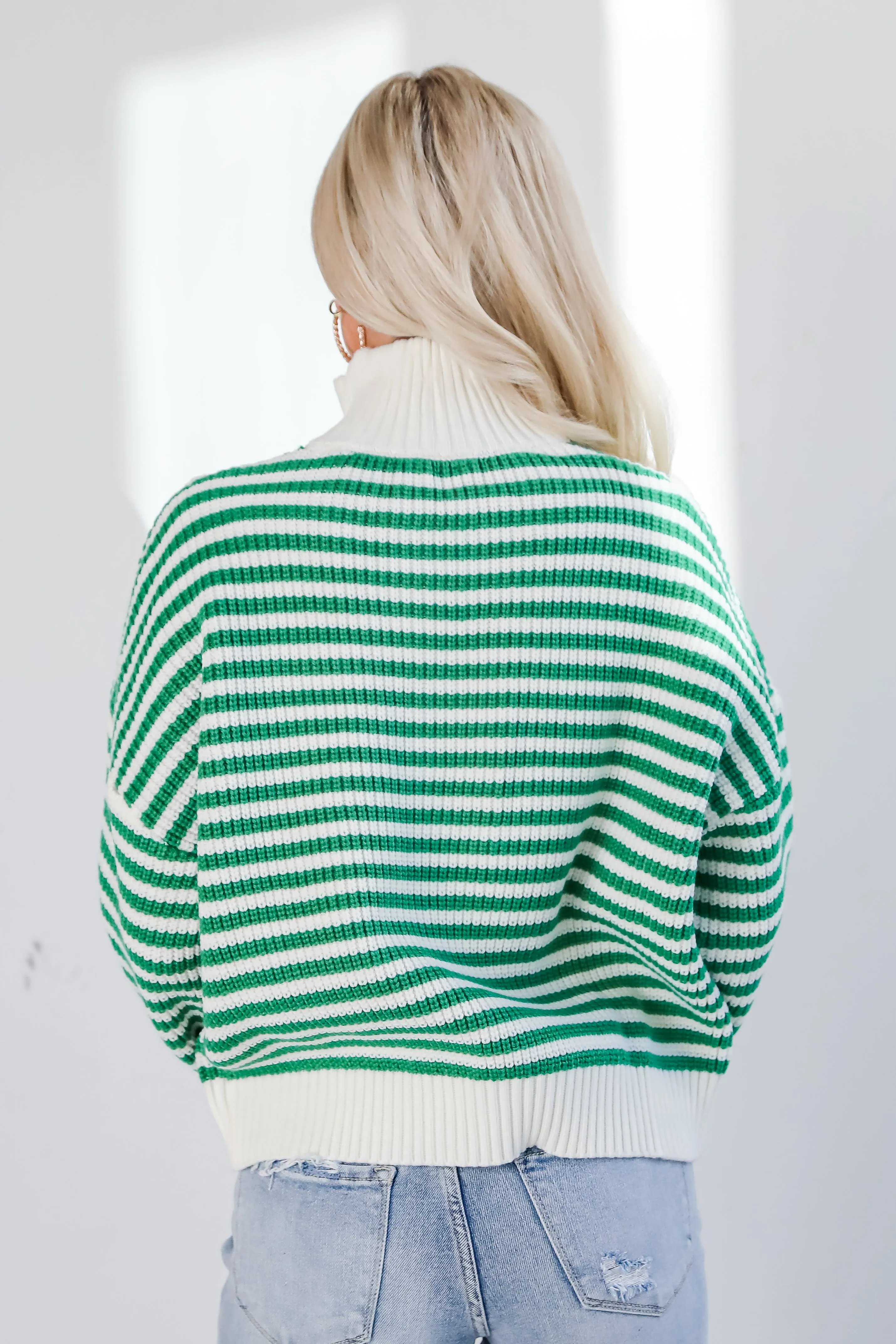 FINAL SALE - Beloved Presence Striped Quarter Zip Sweater