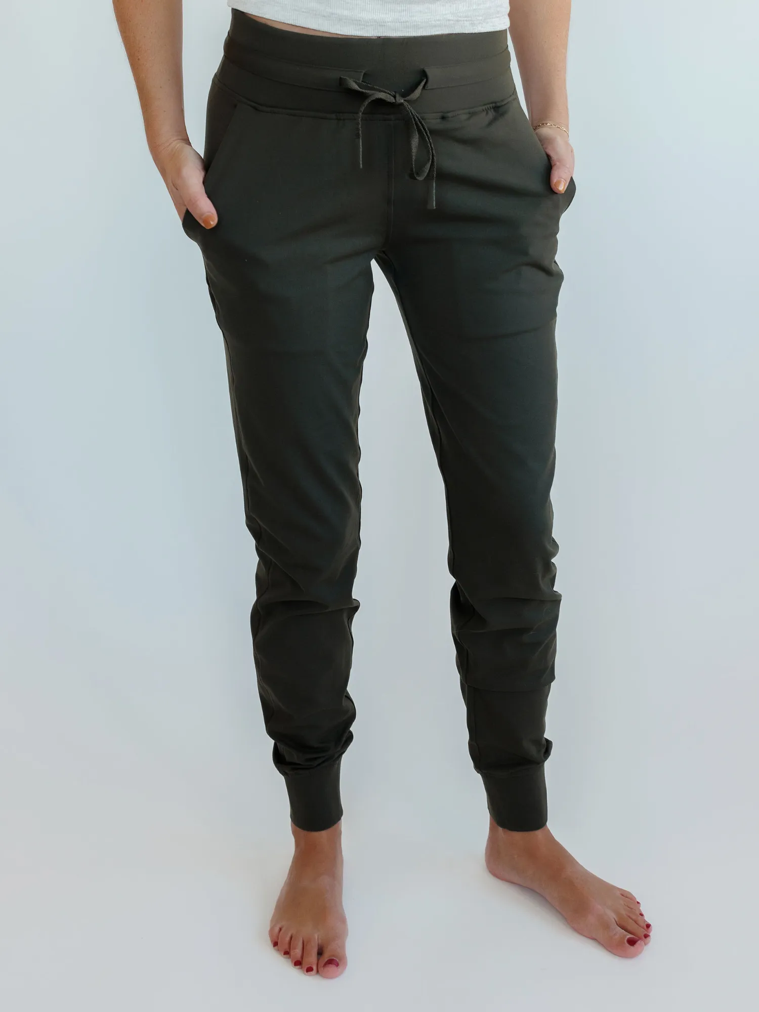 Forest Green "Abagail" Drawstring Everyday Joggers