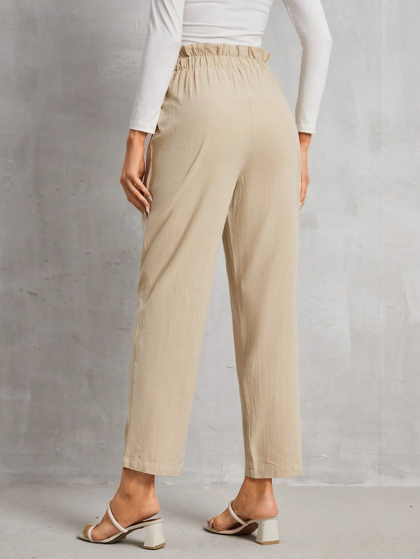 Frenchy High Waist Button Fly Fold Pleated Pants