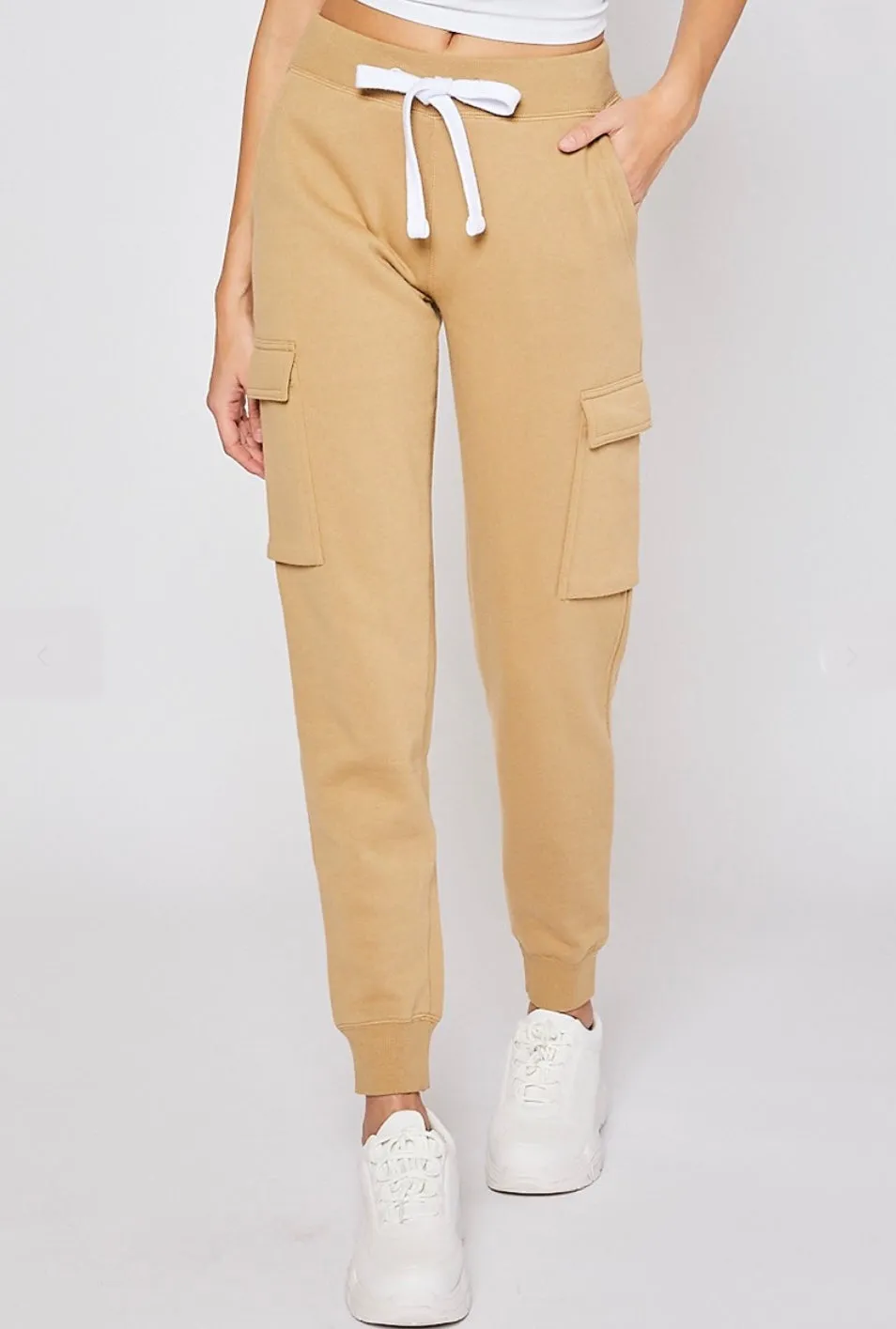 Gibralter, Fleece, Cargo, Joggers, Tan, Olive or Pink