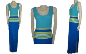 *GORGEOUS ST.JOHN BY MARIE GRAY FABULOUS KNIT DRESS IN ROYAL BLUE, LIME & AQUAMARINE
