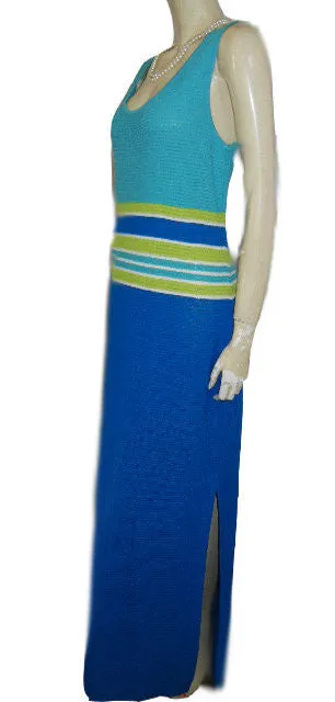 *GORGEOUS ST.JOHN BY MARIE GRAY FABULOUS KNIT DRESS IN ROYAL BLUE, LIME & AQUAMARINE