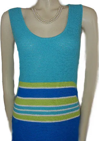 *GORGEOUS ST.JOHN BY MARIE GRAY FABULOUS KNIT DRESS IN ROYAL BLUE, LIME & AQUAMARINE