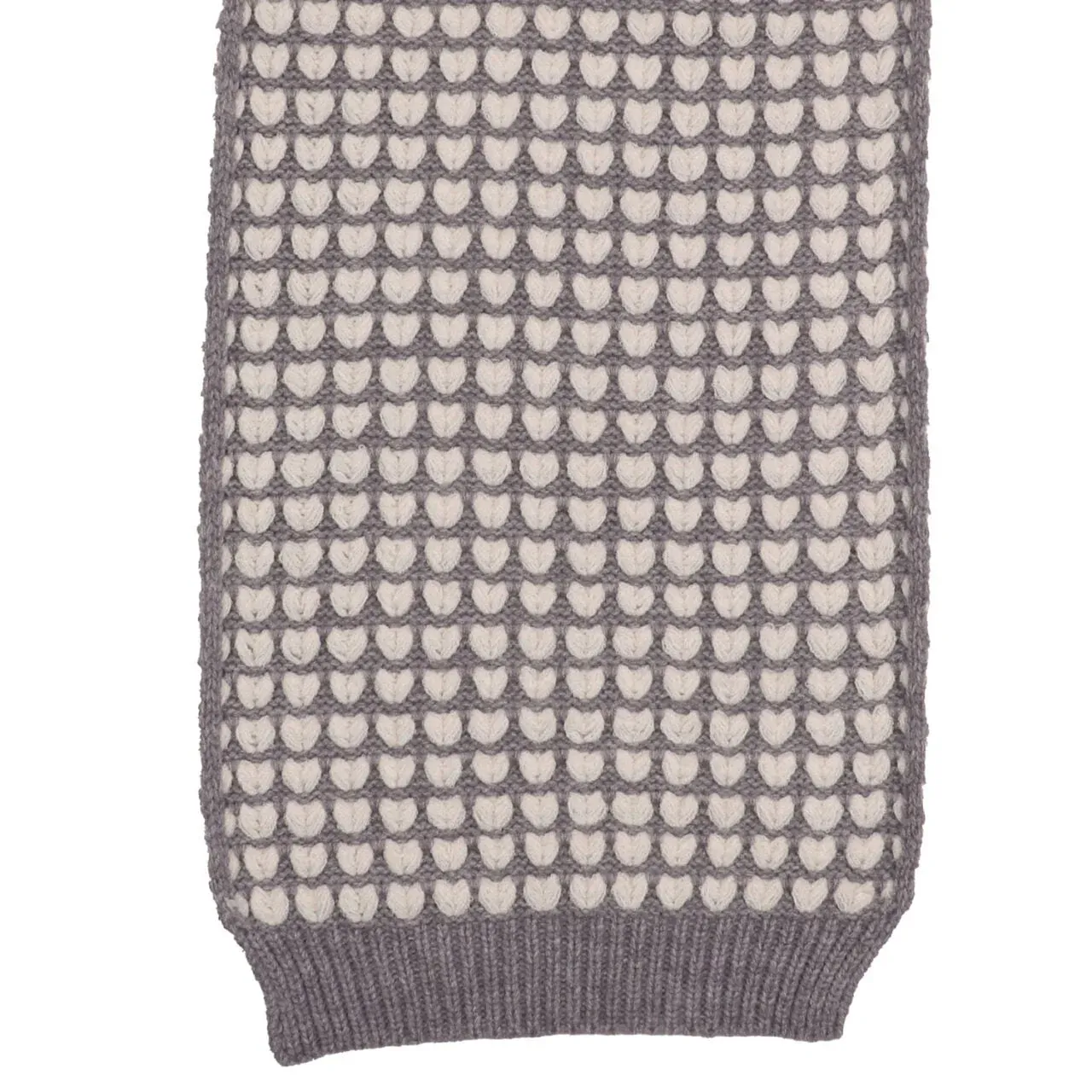 Grey Knitted Hearts Scarf