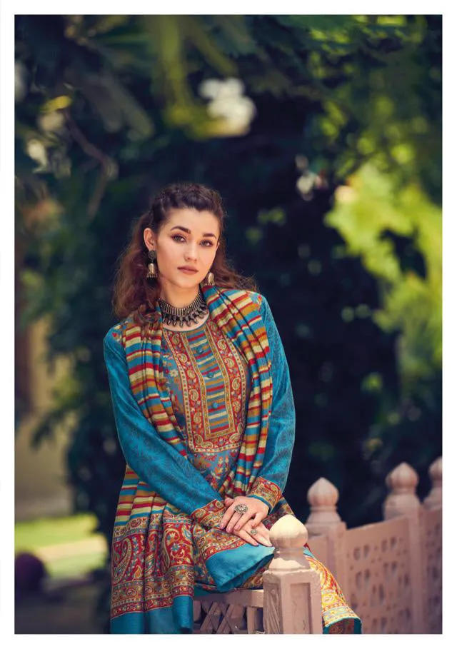 Handloom Pashmina Dark Blue Unstitched Winter Suit