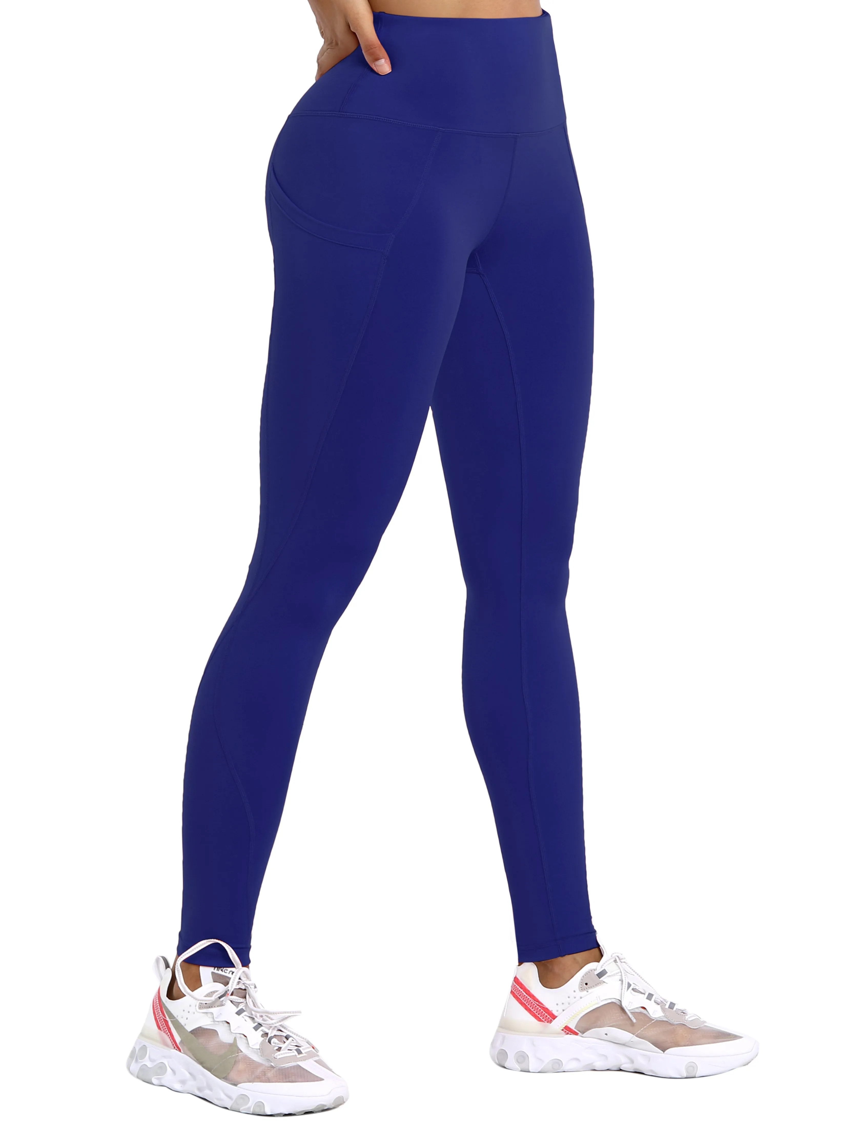 High Waist Side Pockets Gym Pants navy_Gym