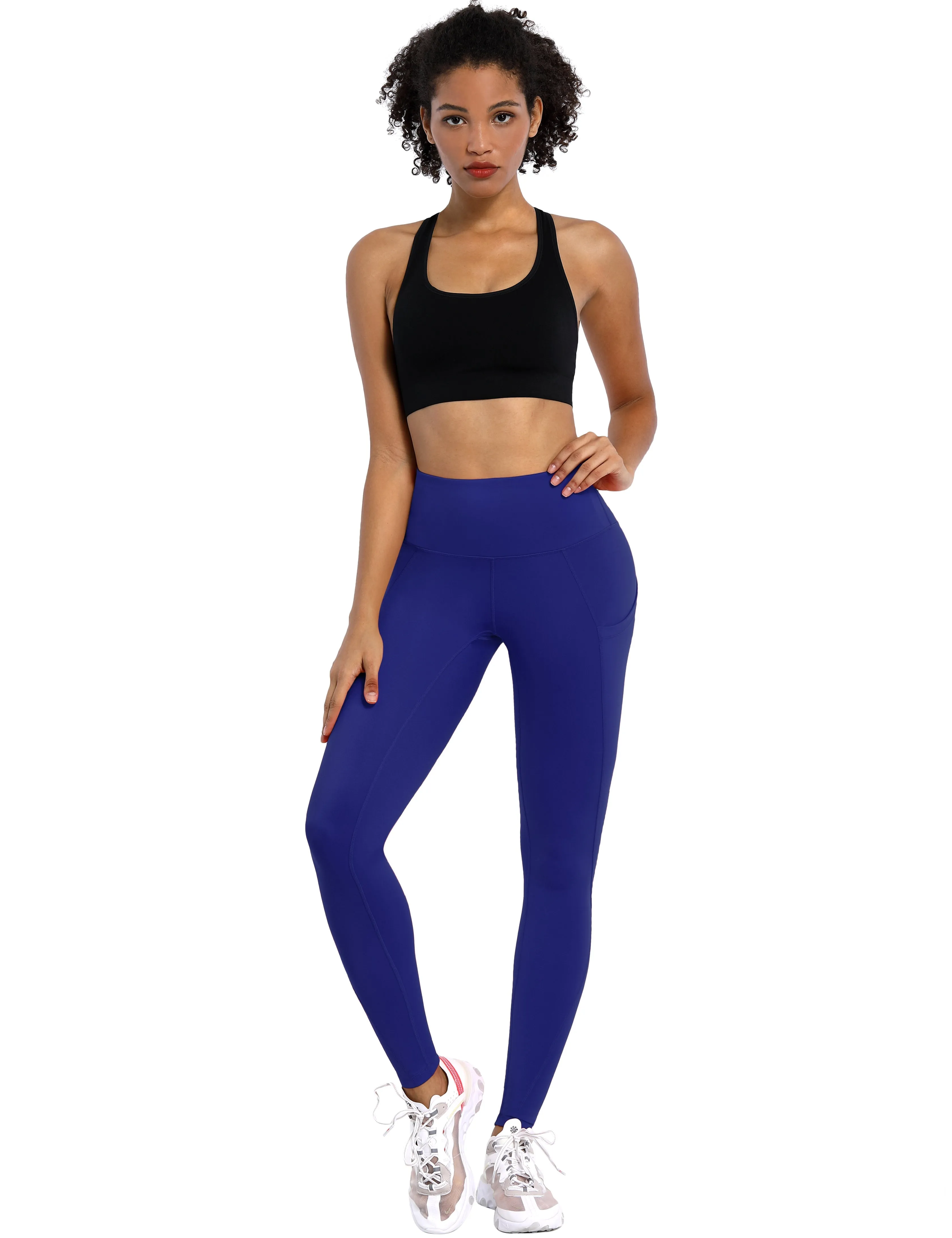 High Waist Side Pockets Gym Pants navy_Gym