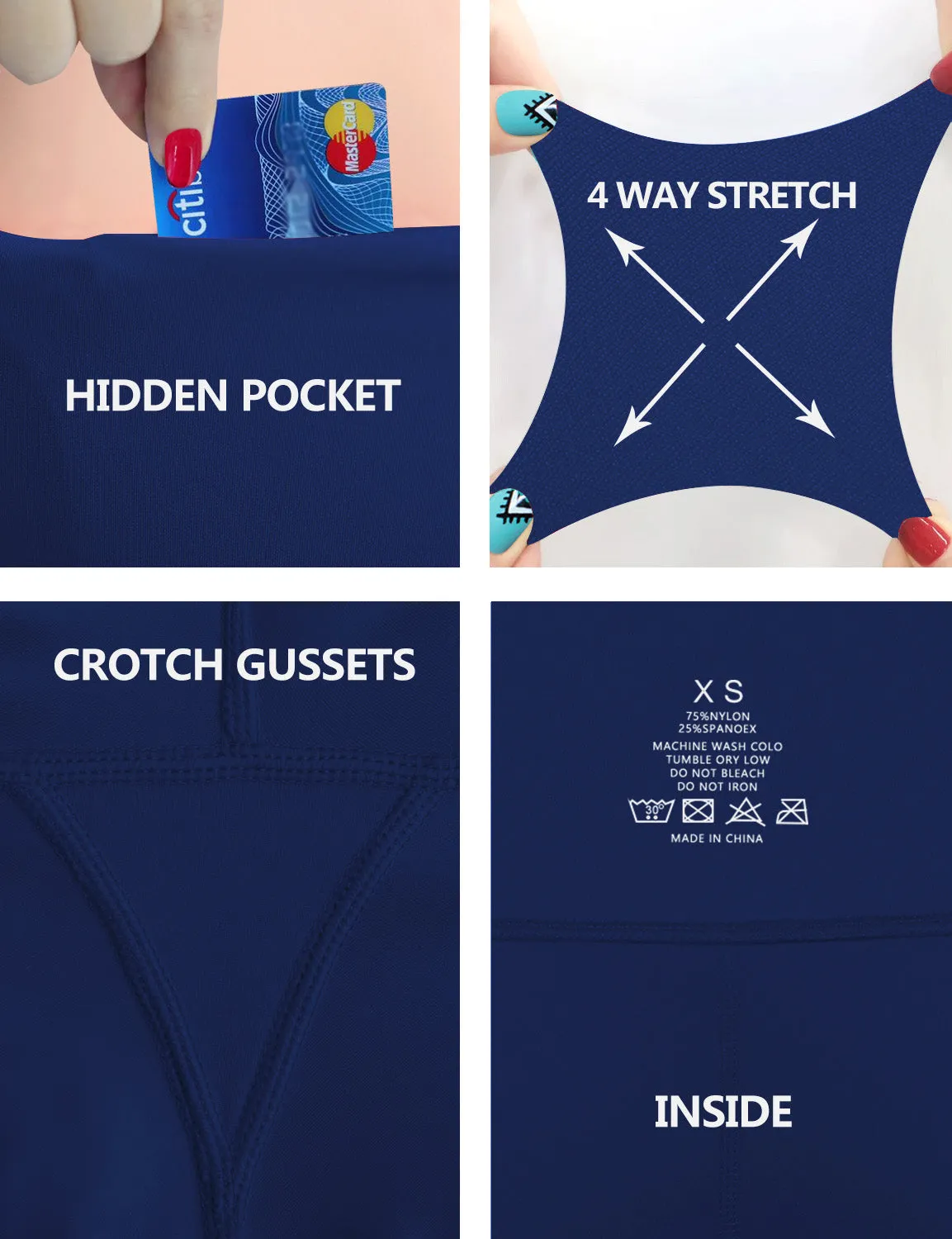 High Waist Side Pockets Gym Pants navy_Gym
