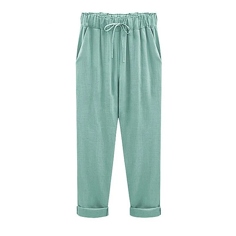 High Waist Summer Classic Slim Linen Pants
