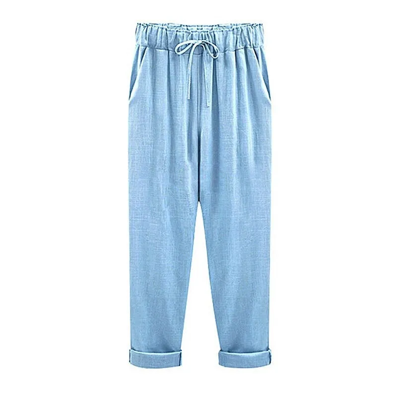 High Waist Summer Classic Slim Linen Pants