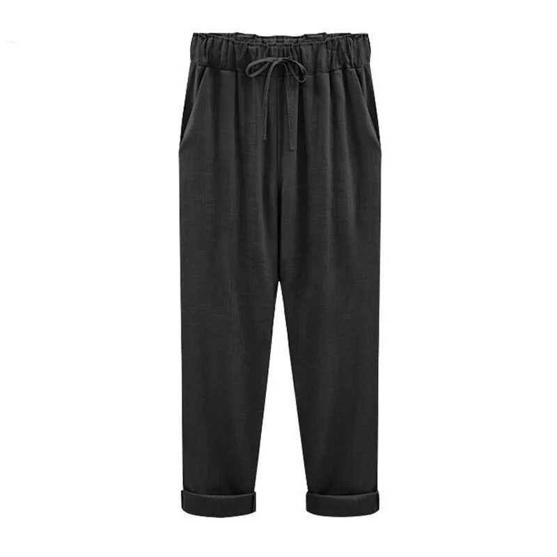 High Waist Summer Classic Slim Linen Pants