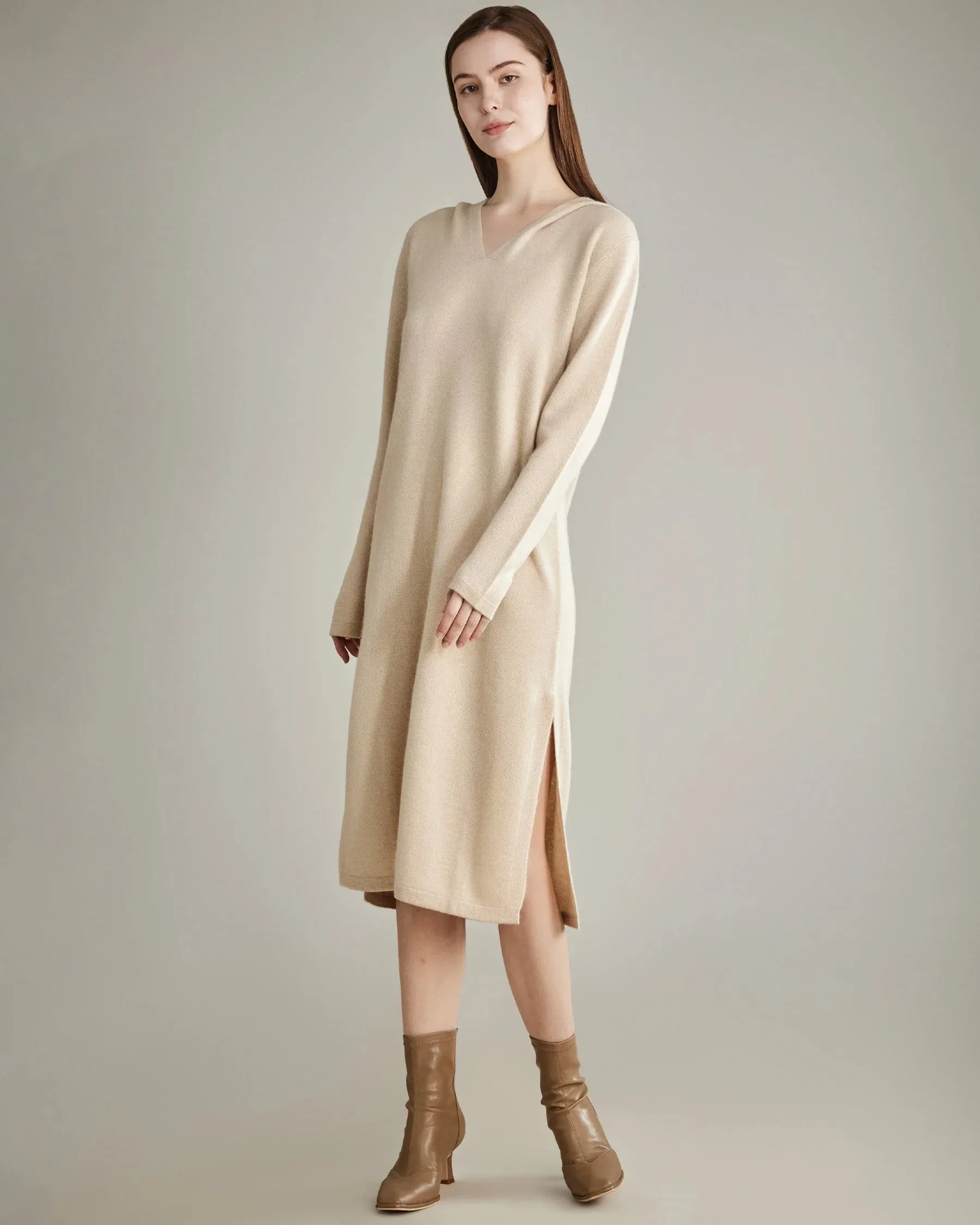 Hooded Cashmere Knit Dress