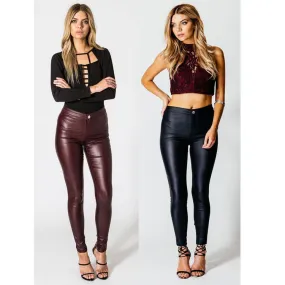 Hot Sales High Waist Skinny PU Pencil Pants