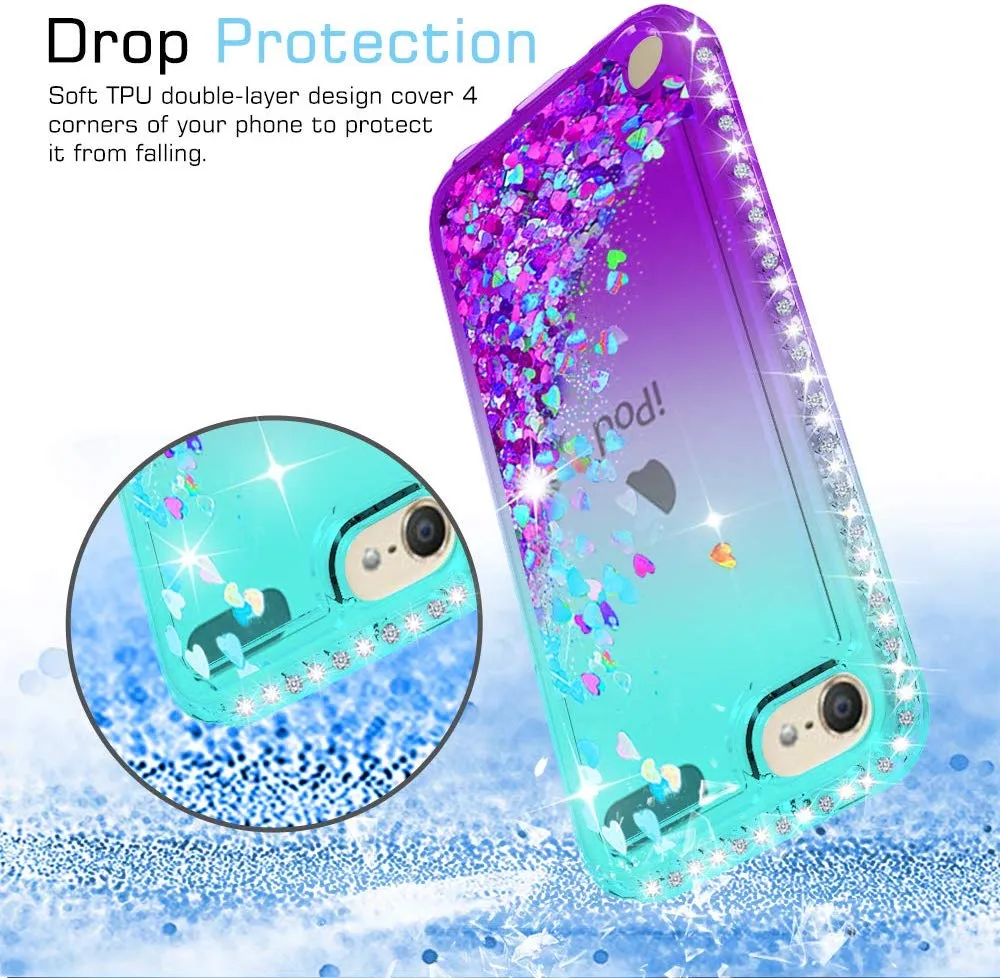 iPod Touch 7 Case, iPod Touch 6 Case, iPod Touch 5 Case , LeYi Glitter Liquid Clear Phone Case for Apple iPod Touch 7th/ 6th/ 5th Gen